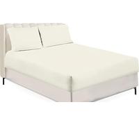Royale Linens® Non Iron Percale Fitted Sheet 180 Thread Count Polycotton Plain Fitted Sheets 23cm Deep (Cream, Single)