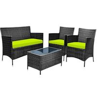 Royale Linens® Outdoor 3 Piece Outdoor Cushions Replacement Set for Rattan Chairs Sofa Patio Garden | Water Resistant, Lightweight & Durable (Lime Green)