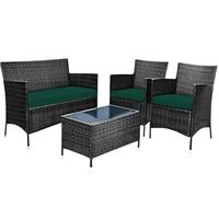 Royale Linens® Outdoor 3 Piece Outdoor Cushions Replacement Set for Rattan Chairs Sofa Patio Garden | Water Resistant, Lightweight & Durable (Green)