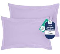 Royale Linens Pillow Shams 2 Pack Euro Size 26x26 Inch - Brushed 1800 Microfiber - Bed Pillow Shams, Wrinkle Resistant Super Soft and Cozy - Back Overlap Closure - Oxford Pillowcase (Euro, Lavender)