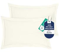 Royale Linens Pillow Shams 2 Pack Euro Size 26x26 Inch - Brushed 1800 Microfiber - Bed Shams, Wrinkle & Fade Resistant Super Soft and Cozy - Envelope Closure - Oxford Pillowcase (Euro,Ivory)
