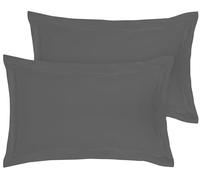 ROYALE LINENS Pillow Shams 2 Pack Queen Size 20x30 Inch - Brushed 1800 Microfiber - Bed Pillow Shams, Wrinkle Resistant Super Soft and Cozy - Back Overlap Closure - Oxford Pillowcase (Queen, Grey)