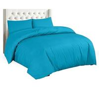 Royale Linens® Plain Duvet Cover Set - Soft Percale Quality Blend Cotton Bedding Quilt with Pillow cases (Teal, Single)