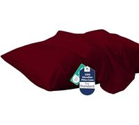 Royale Linens Standard Pillowcase Set of 2 - Bed Pillow Cover - 20"x26" - Red Pillowcases - 1800 Brushed Microfiber, Wrinkle & Fade Resistant - Soft & Cozy- Standard Size Pillow Case (STD,Burgundy)