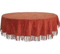 Royale Linens® Traditional Large Cotton Chenille Table Covers Non-Iron Dining Tablecloth with Fringe Party Kitchen Dinning Decoration Tabletop (Rust, 137cm Round)