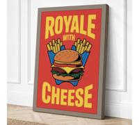 Royale with Cheese Retro Canvas Wall Art Print 24x16 Inch | Taupe
