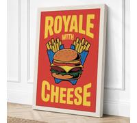 Royale with Cheese Retro Canvas Wall Art Print 30x20 Inch | Cream