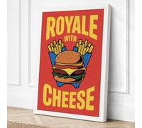 Royale with Cheese Retro Canvas Wall Art Print 30x20 Inch | White