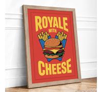 Royale with Cheese Retro Framed Wall Art Print A3 (42×29.7cm) Oak, Wall Decor for Living Room, Bedroom, Office & Home, Ready to Hang, Art Gift