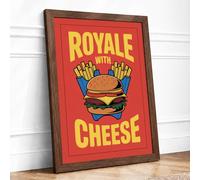 Royale with Cheese Retro Framed Wall Art Print A3 (42×29.7cm) Walnut, Wall Decor for Living Room, Bedroom, Office & Home, Ready to Hang, Art Gift
