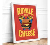 Royale with Cheese Retro Framed Wall Art Print A3 (42×29.7cm) White, Wall Decor for Living Room, Bedroom, Office & Home, Ready to Hang, Art Gift