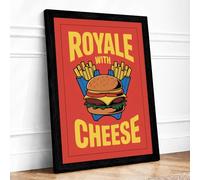 Royale with Cheese Retro Framed Wall Art Print A4 (29.7×21cm) Black, Wall Decor for Living Room, Bedroom, Office & Home, Ready to Hang, Art Gift