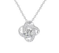 ROYALEAD Four Leaf Charm Clavicle Chain Necklace Clovers Zircon Neckchain Adjustable Collarbone Chain Jewelry for Daily Wear, Silver