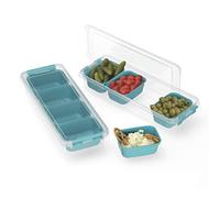 RoyalFay Napoli Ingredient Container, Set of 2 with 8 Inserts and 2 Lids, Stackable (Caribbean Blue)