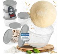 RoyalFay Piccolo Pizza Ball Box Set of 6 - Stackable Fermentation Box with Lid Colour Soft Granite Made of Plastic - Food-Safe Ingredient Container for Pizza Dough Balls - Made in EU