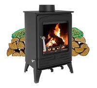 4.2kW Steel Eco Solid Multifuel Wood Burning Stove + Firewood Starter Kit RoyalFire Dark Grey One Size