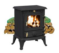 RoyalFire 4.5kW Cast Iron DEFRA Approved Multifuel Stove with Firewood Starter Kit - Wood & Charcoal Burning Heater Home Heating Set, High Heat Output, Traditional Freestanding Fireplace Heating