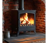 RoyalFire 8.5kW Steel Solid Multifuel Wood Burning Stove in Dark Grey RoyalFire Dark Grey
