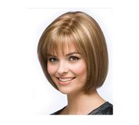 Royalfirst Women's Short Bob Style Straight Blonde Highlights Hair wigs for women With Bangs