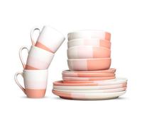 Royalford 16 Piece Dinnerware Set Stoneware Dinnerware Set In Pink Pink