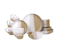 Royalford 16 Piece Stoneware Dinnerware Set Microwave, Dishwasher & Freezer Safe, Brown