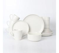 ROYALFORD 16 Piece Stoneware Dinnerware Set | Microwave, Dishwasher & Freezer Safe Durable Crockery Set | Includes Dinner & Dessert Plates Cereal Bowl & Mugs | Kitchen Dinner Set for 4 People White