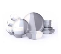 ROYALFORD 16 Piece Stoneware Dinnerware Set | Microwave, Dishwasher & Freezer Safe Durable Crockery Set | Includes Dinner & Dessert Plates Cereal Bowl & Mugs Kitchen Dinner Set for 4 People Cloud Grey