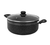 Royalford 24Cm Casserole Dish Stockpot Non-Stick Cookware Soup Stew Pan With Lid In Black Black