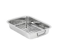 Royalford 25Cm Stainless Steel Roasting Pan With Grill Rack Baking Grilling
