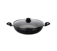 Royalford 26 Cm Non-Stick Induction Wok Pan With Glass Lid Deep Cooking Frying Pan Kadai