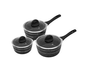 Royalford 3-Piece Induction-Safe Saucepan Set with 5-Layer Non-Stick Granite Coating RF11836