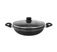 Royalford 32Cm Non-Stick Induction Wok Pan With Glass Lid Deep Cooking Frying Pan Kadai
