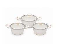 Royalford 3Pc Non-Stick Casserole Induction Cookware Sets Marvera Cream