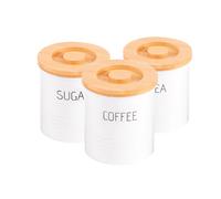 Royalford 3Pc Tea Coffee Sugar Kitchen Storage Canisters Jars Containers Tins In White White