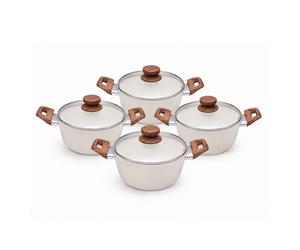 Royalford 4Pc Non-Stick Casserole Induction Cookware Sets Marvera Cream