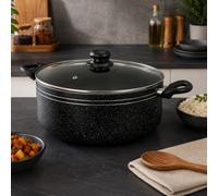 ROYALFORD Casserole Dish 30 Cm | Induction Safe Cooking Pot with Tempered Glass Lid | Forged Aluminium Cookware with 5-Layer Non-Stick Granite Coating