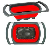 Royalford Collapsible Colander Over The Sink, Stainless Steel, Red, 24