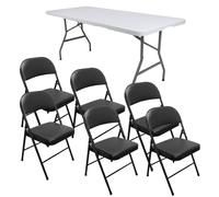 Royalford Foldable 6Ft Table And 6 Chair Set In Black Black