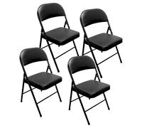 Geepas Royalford Heavy Duty Folding Padded Chair With Metal Frame Padded Seat Foldable Chair For Outdoor & Indoor Black, Pack Of 2