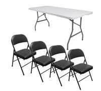 Royalford Pack of 4 Folding Padded Chair with 6ft Heavy Folding Table