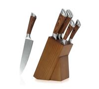 ROYALFORD Kitchen Knife Set 5 Piece Stainless Steel Knives Wooden Stand