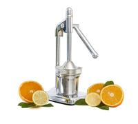 ROYALFORD Manual Citrus Juicer | Hand Press Juice Extractor for Orange Lemon & Lime | Heavy-Duty Cast-Iron Base with Lever Arm | Stainless Steel Cup & Strainer | Anti-Slip Rubber Base for Stability