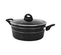 Royalford Non Stick Casserole Dish With Tempered Glass Lid Cooking Pot In Black Black
