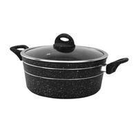 Royalford Non Stick Casserole Dish With Tempered Glass Lid Cooking Pot In Black Black