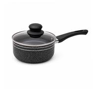 Royalford Non-Stick Saucepan With Glass Lid, Induction Ready & Cool-Touch Handle In Black Black