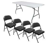 Royalford Pack of 4 Folding Padded Chair with 6ft Heavy Folding Table