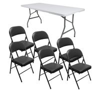 Royalford Pack of 6 Folding Padded Chair with 6ft Heavy Folding Table