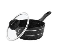 ROYALFORD Saucepan 20Cm | Induction Safe Sauce Pot with Tempered Glass Lid | Forged Aluminium Cookware with 5-Layer Non-Stick Granite Coating