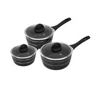 Royalford Saucepan Set 3 Pc, Induction Safe Cookware Non-Stick Granite Coating, Forged Aluminium Multipurpose Sauce Pot