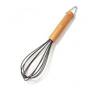 Royalford Silicone Balloon Whisk with Beechwood Handle & Hanging Hook - Non-Scratch, Heat-Resistant Whisk for Cooking & Baking, 26cm